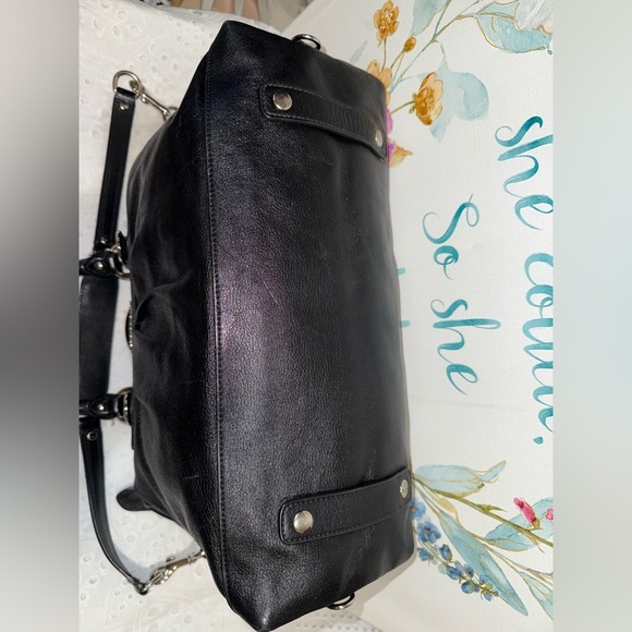 Coach Ashley Black Leather Satchel with Silver Hardware - Picture 8 of 11